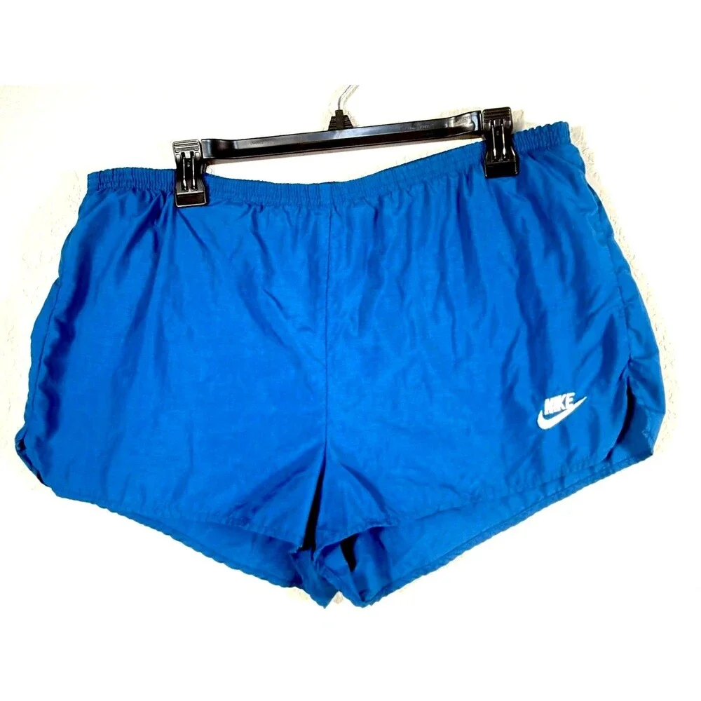 Vintage 90s Nike Challenger Running Shorts Made in USA Blue Split Rare Retro